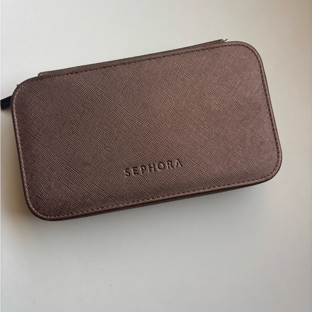 Sephora Bronze Textured Cosmetic Case Make-up brushes